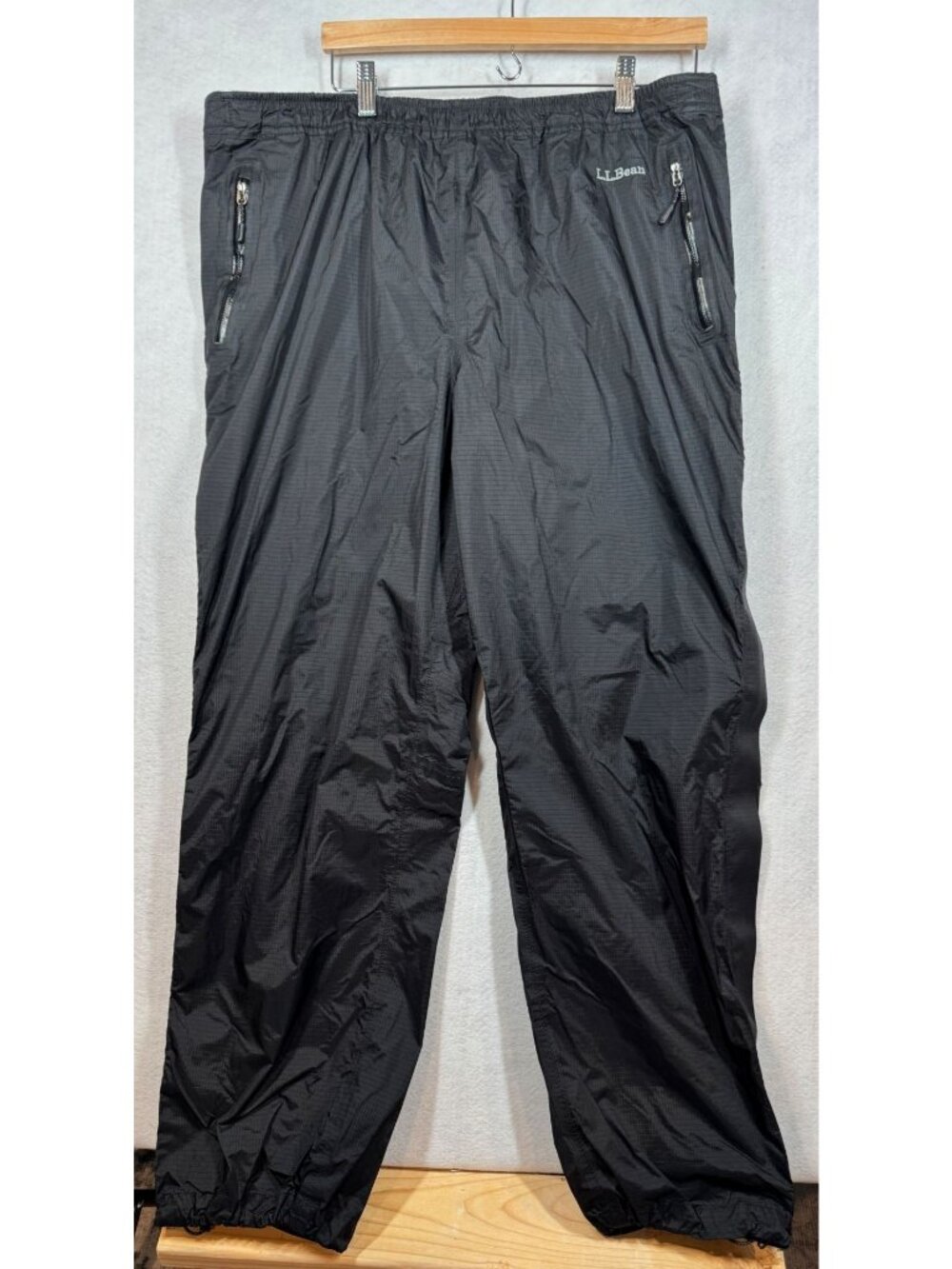 L.L. Bean Trail Model Rain Pants Black Waterproof Full Side Zip Women's Size 1X